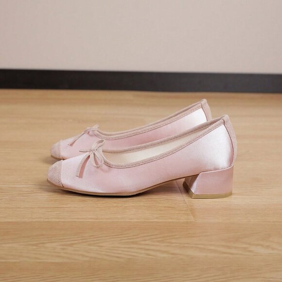 Pink Basics Women's Square Toe Chunky Heel Shoes - Picture 7 of 8